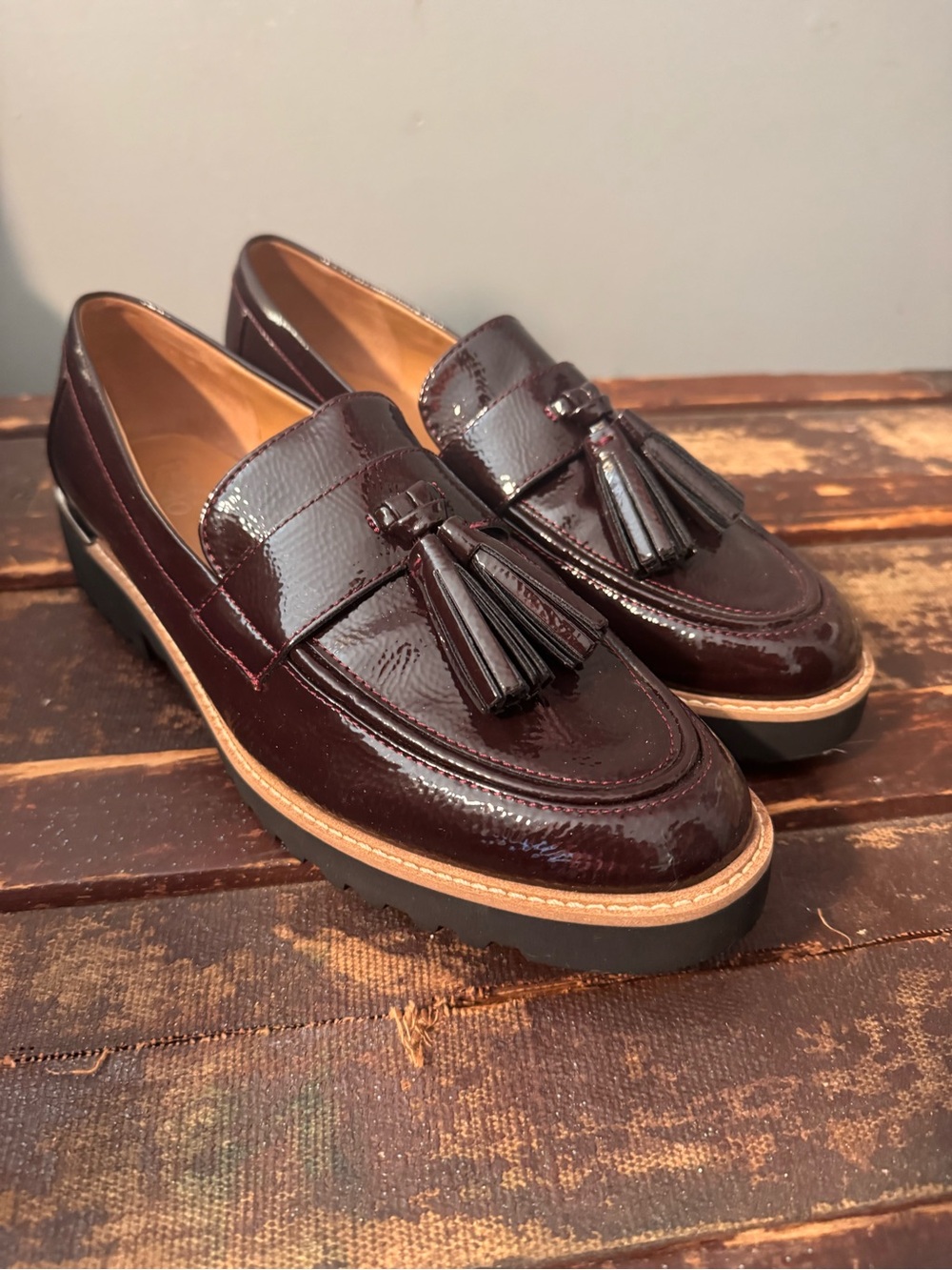 Franco Sarto Carolyn Women’s Tassel Loafers in Deep Burgundy